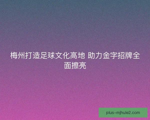 梅州打造足球文化高地 助力金字招牌全面擦亮